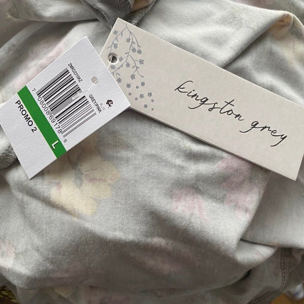 Kingston Grey Floral Mini Dress Short Sleeve SZ L NWT - Picture 12 of 15